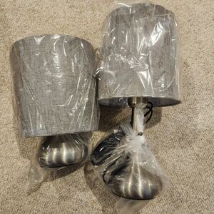 Set Of Desk Lamps Grey Brushed Nickel. New. Picture Shows Assembled, Unassembled